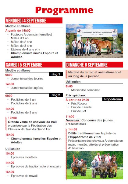 programme concours cheval trait ardennais vittel