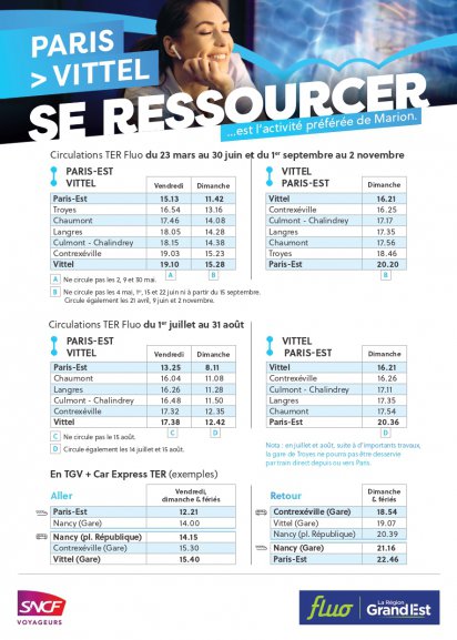 Horaires 2026 PARIS VITTEL