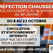 Travaux de rénovation de voirie - Rue des Essarts, Avenue Maurice Barrès et Avenue Maréchal Joffre